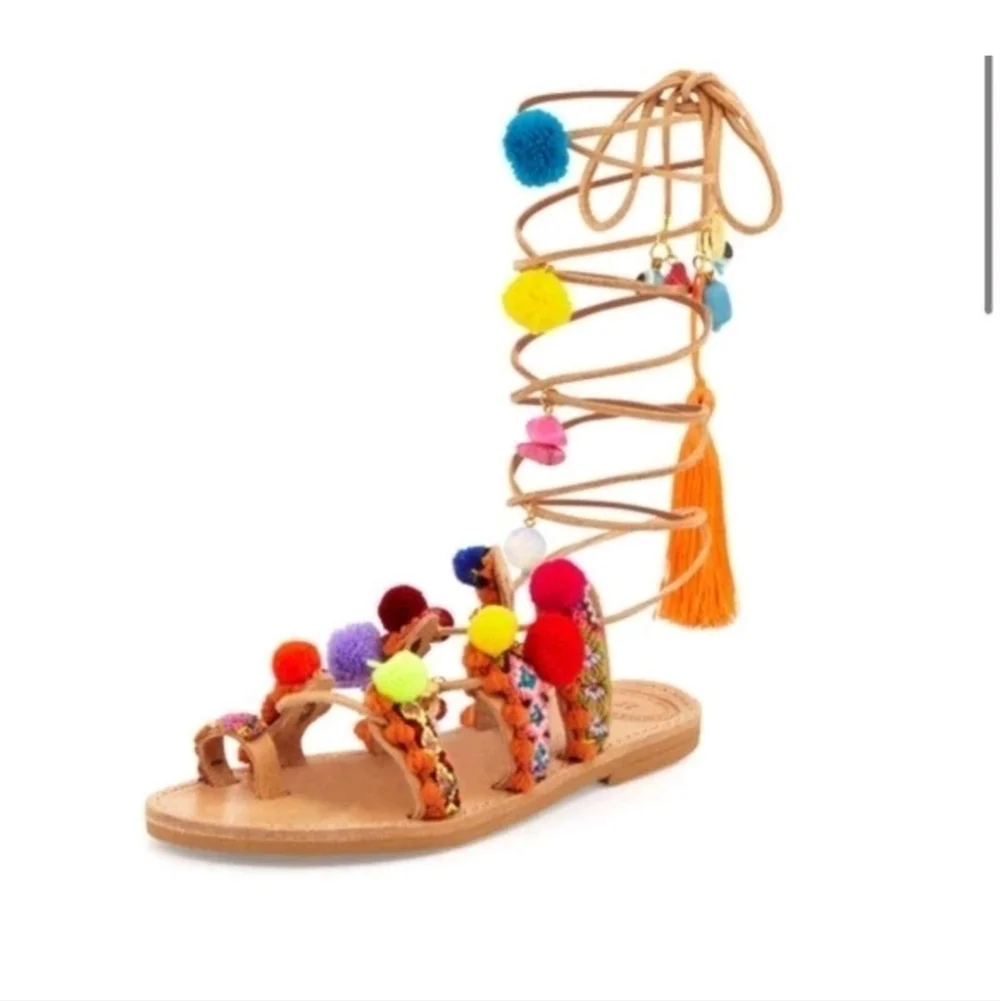 Bohemian gladiator sandals with embellishments, Similar to Penny Lane Style